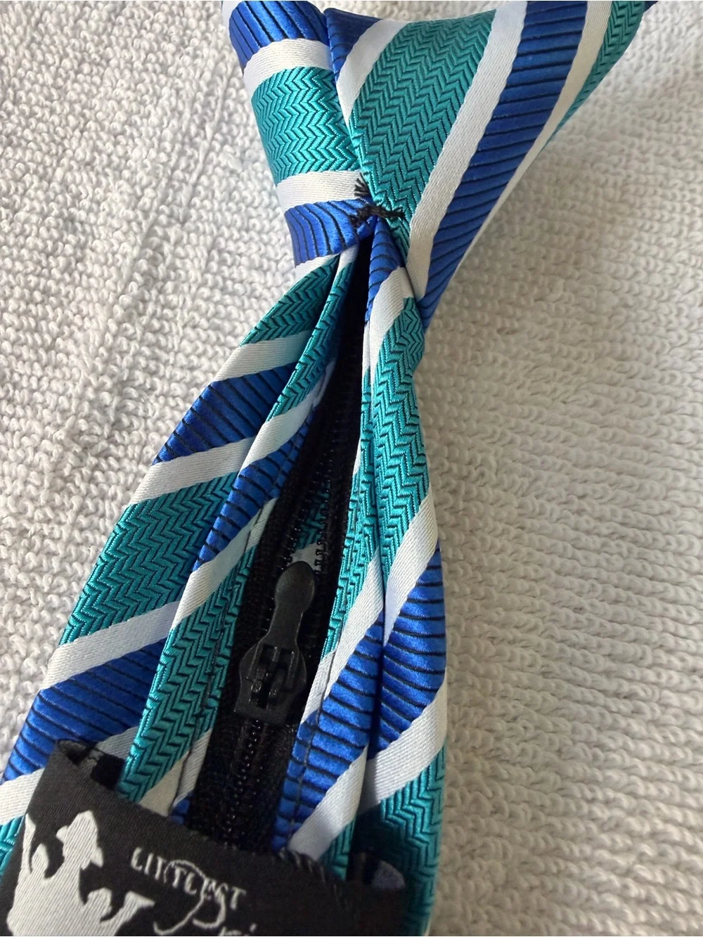Striped Aqua and Navy Toddler Boys' Pre-Tied Adjustable Tie